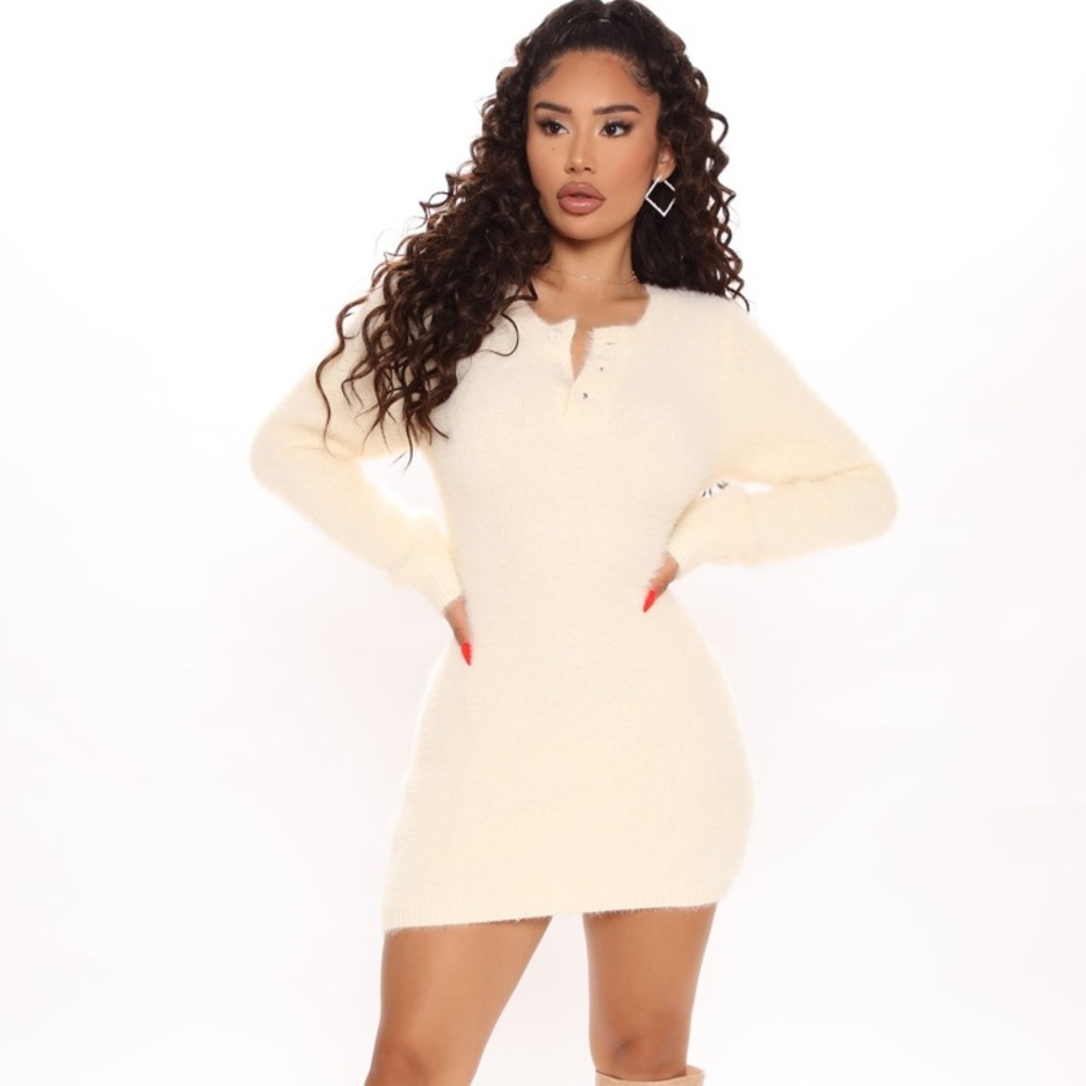 Fuzzy sweater dress